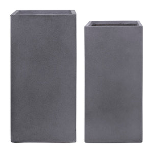 Sagebrook Home Contemporary Resin, Set of 2 -  11/13"d Square Nested Planters, Gray 16823-02 Gray Polyresin