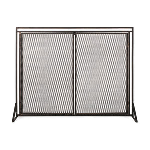 Cartwright Modern Iron Fireplace Screen, Black Brushed Gold Noble House