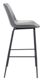 Zuo Modern Byron 100% Polyurethane, Plywood, Steel Modern Commercial Grade Barstool Gray, Black 100% Polyurethane, Plywood, Steel