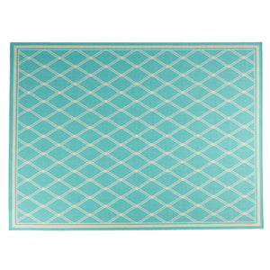 Safi 7'10" x 10' Outdoor Area Rug, Teal and Ivory Noble House