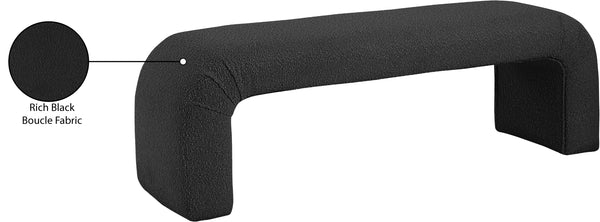 Niagara Boucle Fabric / Wood / Foam Contemporary Black Boucle Fabric Bench - 52" W x 15.5" D x 17.5" H