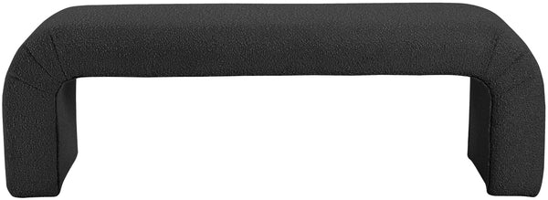 Niagara Boucle Fabric / Wood / Foam Contemporary Black Boucle Fabric Bench - 52" W x 15.5" D x 17.5" H