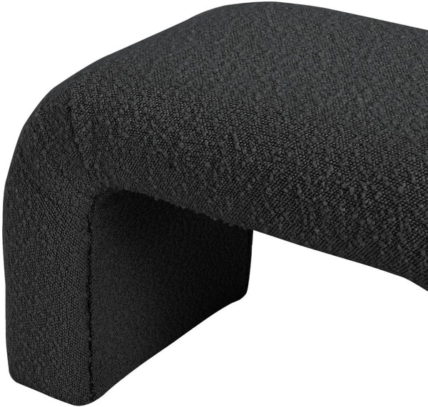 Niagara Boucle Fabric / Wood / Foam Contemporary Black Boucle Fabric Bench - 52" W x 15.5" D x 17.5" H