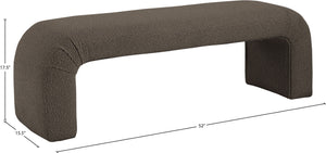 Niagara Boucle Fabric / Wood / Foam Contemporary Brown Boucle Fabric Bench - 52" W x 15.5" D x 17.5" H