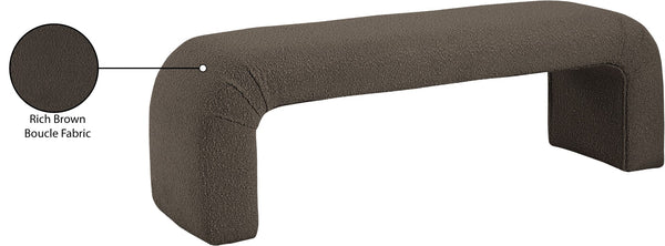 Niagara Boucle Fabric / Wood / Foam Contemporary Brown Boucle Fabric Bench - 52" W x 15.5" D x 17.5" H