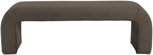 Niagara Boucle Fabric / Wood / Foam Contemporary Brown Boucle Fabric Bench - 52" W x 15.5" D x 17.5" H