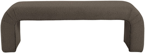 Niagara Boucle Fabric / Wood / Foam Contemporary Brown Boucle Fabric Bench - 52" W x 15.5" D x 17.5" H