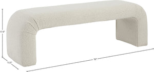 Niagara Boucle Fabric / Wood / Foam Contemporary Cream Boucle Fabric Bench - 52" W x 15.5" D x 17.5" H