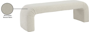 Niagara Boucle Fabric / Wood / Foam Contemporary Cream Boucle Fabric Bench - 52" W x 15.5" D x 17.5" H