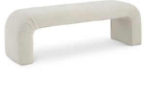 Niagara Boucle Fabric / Wood / Foam Contemporary Cream Boucle Fabric Bench - 52" W x 15.5" D x 17.5" H