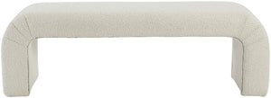 Niagara Boucle Fabric / Wood / Foam Contemporary Cream Boucle Fabric Bench - 52" W x 15.5" D x 17.5" H