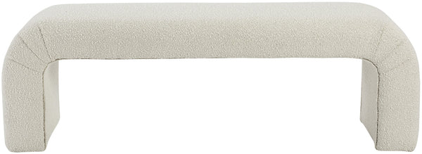 Niagara Boucle Fabric / Wood / Foam Contemporary Cream Boucle Fabric Bench - 52" W x 15.5" D x 17.5" H