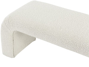 Niagara Boucle Fabric / Wood / Foam Contemporary Cream Boucle Fabric Bench - 52" W x 15.5" D x 17.5" H