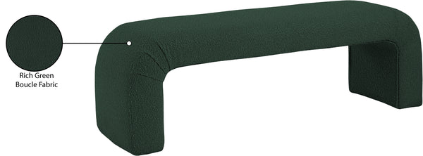Niagara Boucle Fabric / Wood / Foam Contemporary Green Boucle Fabric Bench - 52" W x 15.5" D x 17.5" H