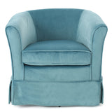 Cecilia Blue velvet Swivel Chair with Loose Cover Noble House