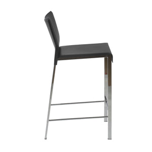 Riley-B Bar Stool in Black with Chrome Legs  - Set of 2
