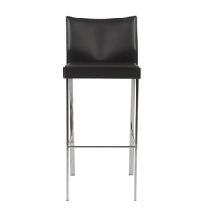 Riley-B Bar Stool in Black with Chrome Legs  - Set of 2