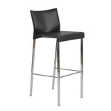 Riley-B Bar Stool in Black with Chrome Legs  - Set of 2