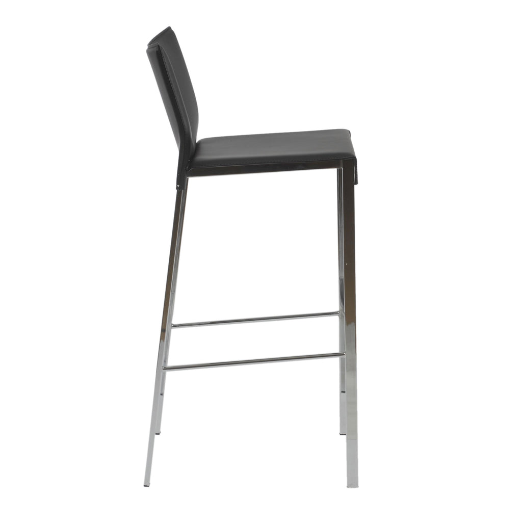 Riley-B Bar Stool in Black with Chrome Legs  - Set of 2