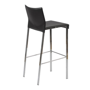 Riley-B Bar Stool in Black with Chrome Legs  - Set of 2