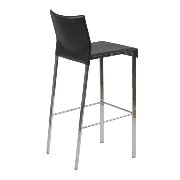Riley-B Bar Stool in Black with Chrome Legs  - Set of 2
