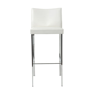 Riley-B Bar Stool in White with Chrome Legs  - Set of 2