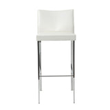 Riley-B Bar Stool in White with Chrome Legs  - Set of 2
