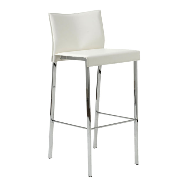 Riley-B Bar Stool in White with Chrome Legs  - Set of 2