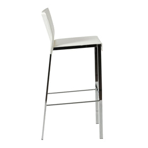 Riley-B Bar Stool in White with Chrome Legs  - Set of 2