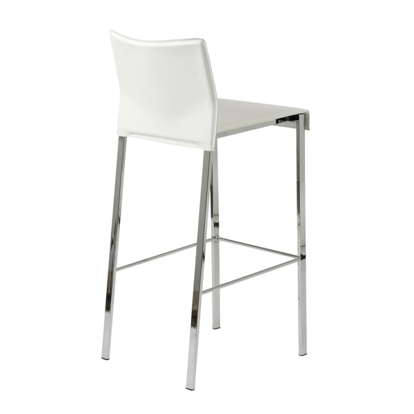 Riley-B Bar Stool in White with Chrome Legs  - Set of 2