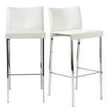 Riley-B Bar Stool in White with Chrome Legs  - Set of 2