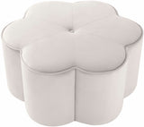 Daisy Velvet / Engineered Wood / Foam Contemporary Cream Velvet Ottoman - 32" W x 32" D x 16.25" H