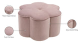 Daisy Velvet / Engineered Wood / Foam Contemporary Pink Velvet Ottoman - 32" W x 32" D x 16.25" H