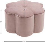 Daisy Velvet / Engineered Wood / Foam Contemporary Pink Velvet Ottoman - 32" W x 32" D x 16.25" H