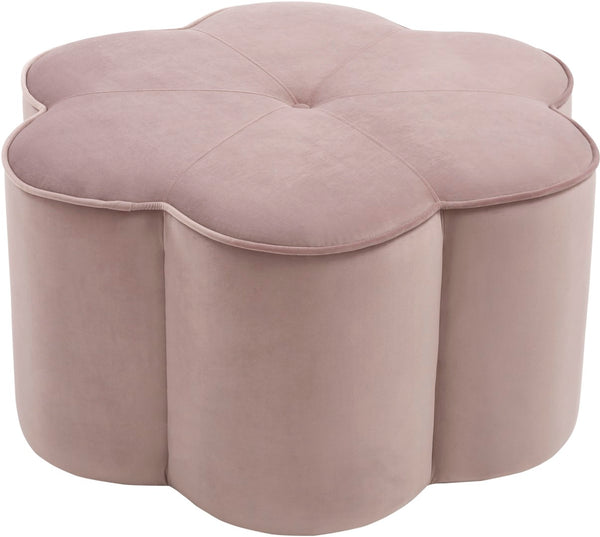 Daisy Velvet / Engineered Wood / Foam Contemporary Pink Velvet Ottoman - 32" W x 32" D x 16.25" H