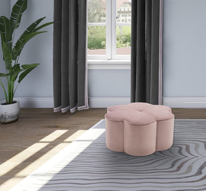 Daisy Velvet / Engineered Wood / Foam Contemporary Pink Velvet Ottoman - 32" W x 32" D x 16.25" H