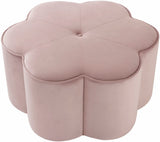 Daisy Velvet / Engineered Wood / Foam Contemporary Pink Velvet Ottoman - 32" W x 32" D x 16.25" H