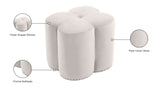 Clover Velvet / Engineered Wood / Foam Contemporary Cream Velvet Ottoman - 19" W x 17" D x 16.25" H