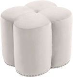 Clover Velvet Contemporary Ottoman