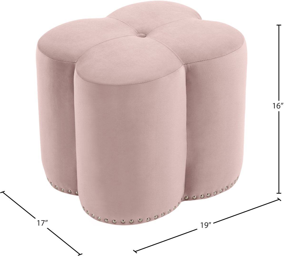 Clover Velvet Ottoman - Thumbnail 5