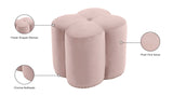 Clover Velvet / Engineered Wood / Foam Contemporary Pink Velvet Ottoman - 19" W x 17" D x 16.25" H