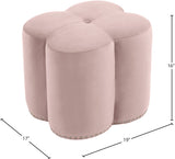 Clover Velvet / Engineered Wood / Foam Contemporary Pink Velvet Ottoman - 19" W x 17" D x 16.25" H