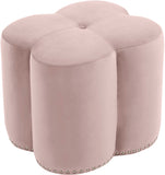 Clover Velvet / Engineered Wood / Foam Contemporary Pink Velvet Ottoman - 19" W x 17" D x 16.25" H