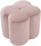 Clover Velvet / Engineered Wood / Foam Contemporary Pink Velvet Ottoman - 19" W x 17" D x 16.25" H