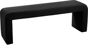 Minimalist Velvet / Engineered Wood / Foam Contemporary Black Velvet Bench - 53" W x 14.75" D x 18.25" H