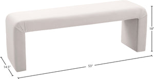 Minimalist Velvet / Engineered Wood / Foam Contemporary Cream Velvet Bench - 53" W x 14.75" D x 18.25" H