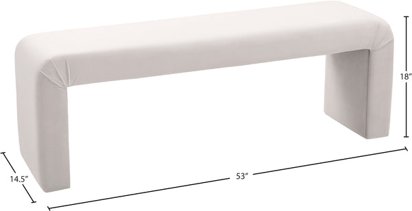 Minimalist Velvet / Engineered Wood / Foam Contemporary Cream Velvet Bench - 53" W x 14.75" D x 18.25" H