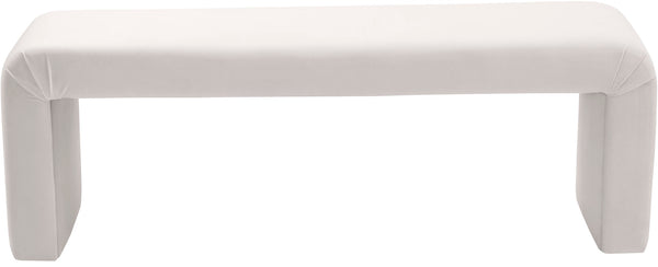 Minimalist Velvet / Engineered Wood / Foam Contemporary Cream Velvet Bench - 53" W x 14.75" D x 18.25" H