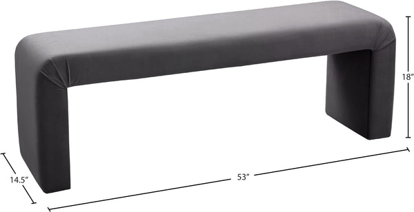 Minimalist Velvet / Engineered Wood / Foam Contemporary Grey Velvet Bench - 53" W x 14.75" D x 18.25" H