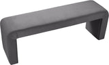 Minimalist Velvet / Engineered Wood / Foam Contemporary Grey Velvet Bench - 53" W x 14.75" D x 18.25" H